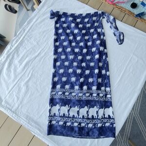 Unbranded Women's  Blue Elephant Wrap Around Skirt OS
